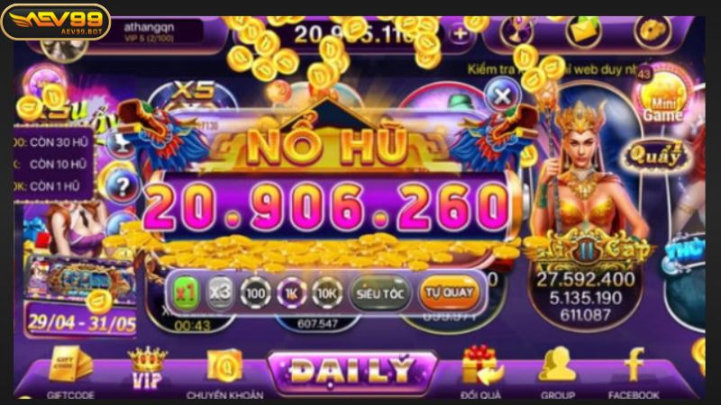 Nổ hũ AEV99 là tựa game vô cùng quen thuộc với các anh em bet thủ tại nhà cái