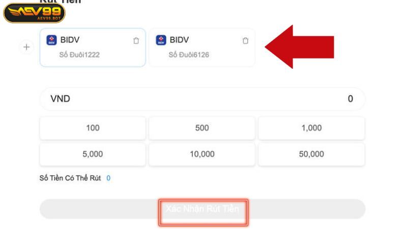 Rút tiền AEV99 dễ dàng bởi nhà cái đã liên kết với nhiều ngân hàng lớn tại Việt Nam